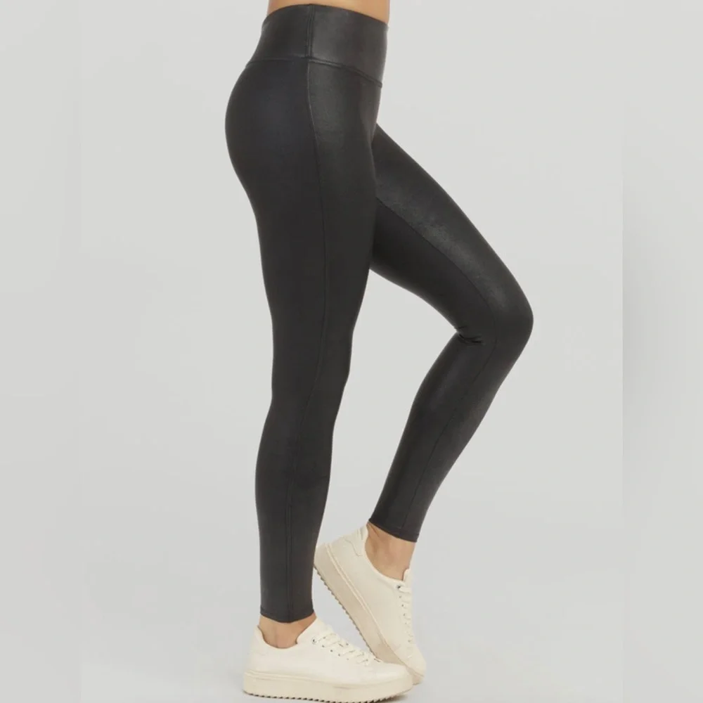 SPANX Faux Leather Leggings In Black Size XL/TG